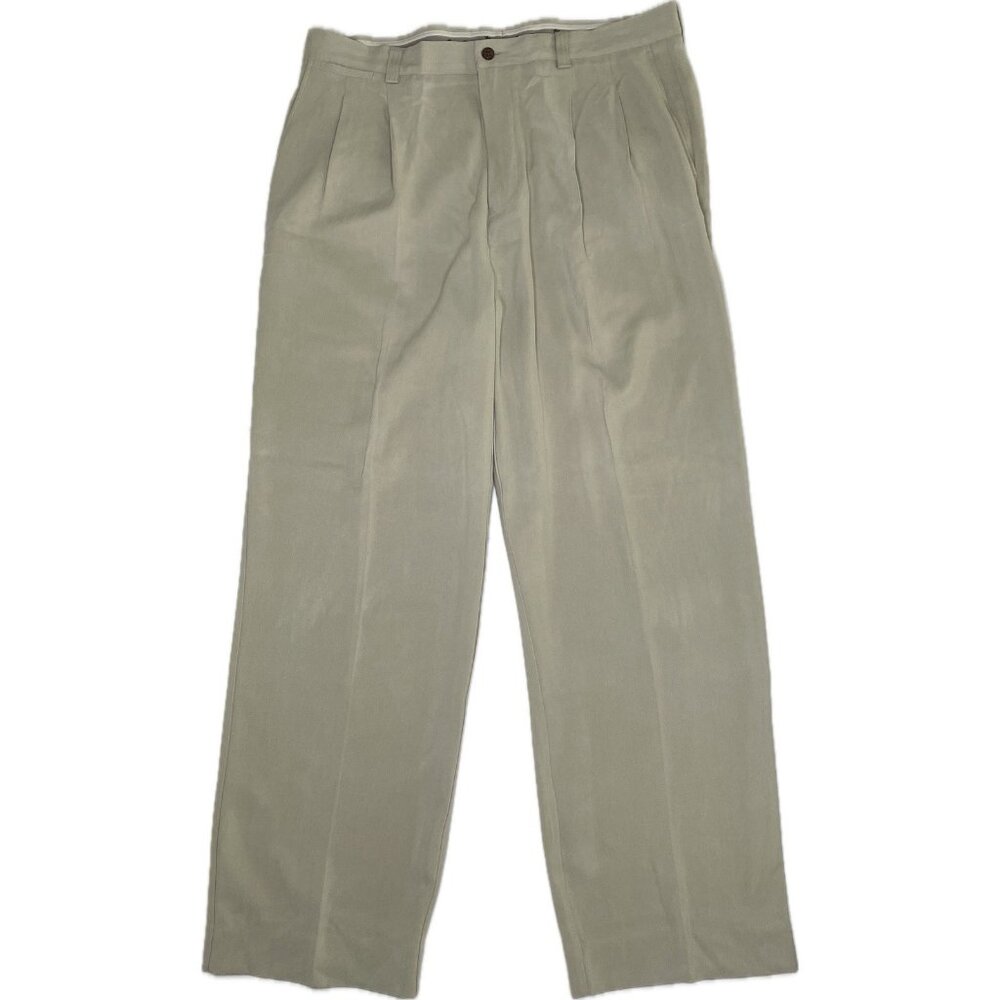 Tommy Bahama Pleated 100% Silk Dress Pants Men's Size 36x29 Khaki